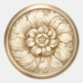 Klassiek barok reliëf uitziende zegellatte ronde sticker