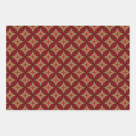 Klassiek barok rood en goud inpakpapier vel