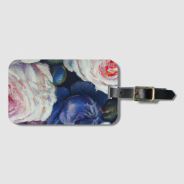 Klassiek barok Rozen bloemenontwerp Bagagelabel