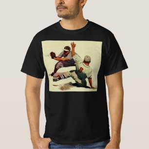 Klassiek Baseball Spel, Speler Glijdt naar Thuis T-shirt