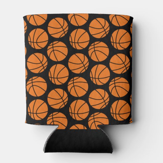 Klassiek Basketbalpatroon op zwart Blikjeskoeler (Achterkant)