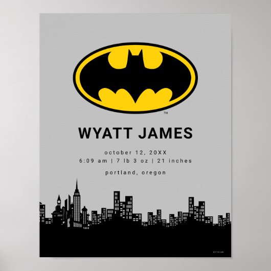 Klassiek Batman-symbool | Nieuwe geboortegegevens  Poster (Voorkant)