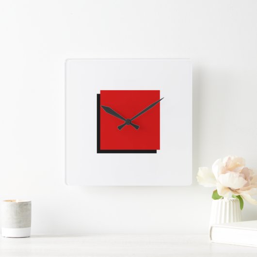 Klassiek Bauhaus design rood Vierkante Klok (Huis)