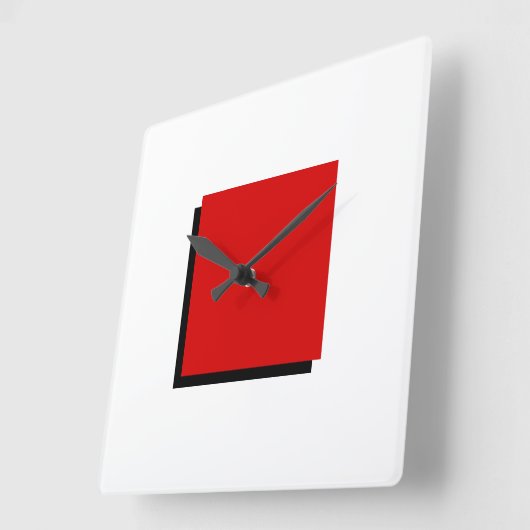 Klassiek Bauhaus design rood Vierkante Klok (Hoek)
