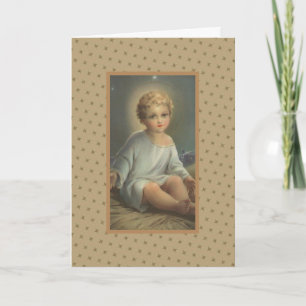 Klassiek beeld van het kindje Jezus met Kerstmis Bedankkaart