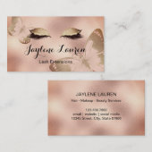 Klassiek Beige Bruin Glitter Wimper Vlinder Visitekaartje (Voorkant / Achterkant)