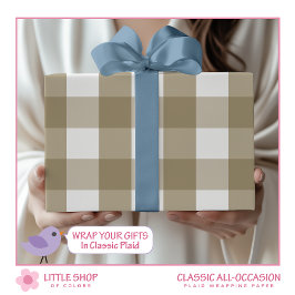 Klassiek Beige Buffelgeruit Cadeaupapier