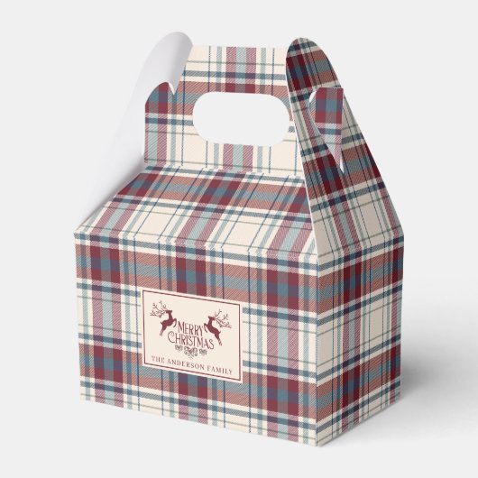 Klassiek Beige & Burnt Red Buffalo Plaid Christmas Bedankdoosjes (Achterkant)
