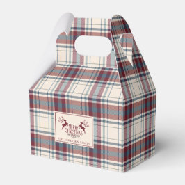 Klassiek Beige & Burnt Red Buffalo Plaid Christmas Bedankdoosjes