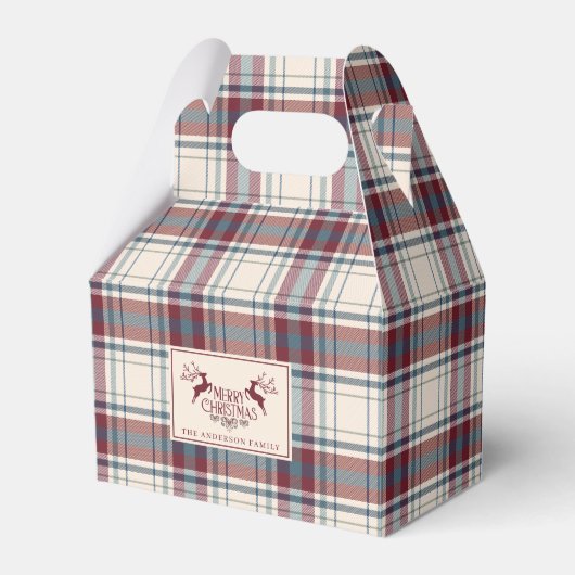 Klassiek Beige & Burnt Red Buffalo Plaid Christmas Bedankdoosjes (Voorkant Zijde)