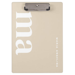 Klassiek beige crème monogram klembord