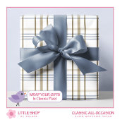 Klassiek Beige en blauw geruite patroon Cadeaupapier