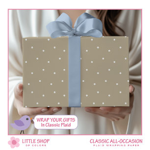 Klassiek Beige en witte Polka Dots Patroon Cadeaupapier