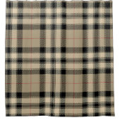 Klassiek beige en zwart geruit douchegordijn (Voorkant)