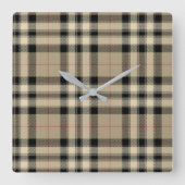 Klassiek beige en zwart geruit vierkante klok (Voorkant)