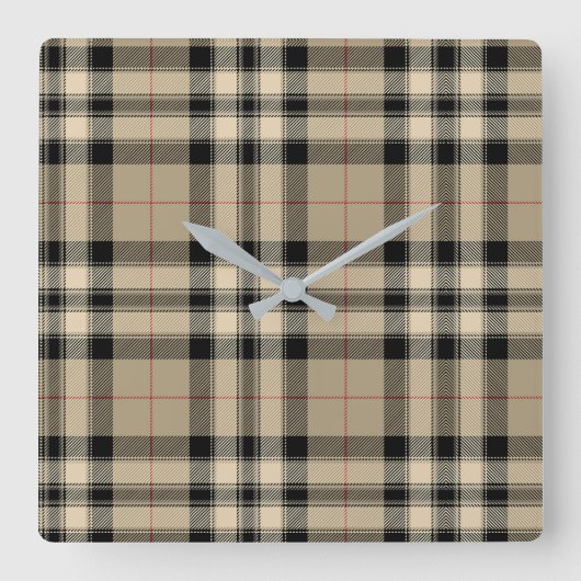 Klassiek beige en zwart geruit vierkante klok (Voorkant)