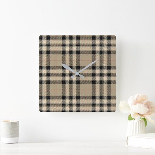 Klassiek beige en zwart geruit vierkante klok (Huis)