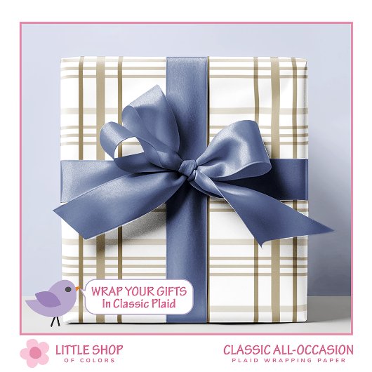 Klassiek beige geruite patroon cadeaupapier