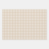 Klassiek Beige Gingham Plaid Inpakpapier Vel (Voorkant 2)