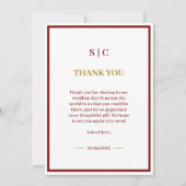 Klassiek Beige & Goud Monogram Foto Bruiloft Bedankkaart (Voorkant)