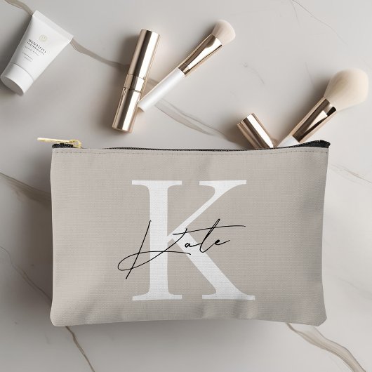 Klassiek Beige Monogram Bruidsmeisje Gift Etui