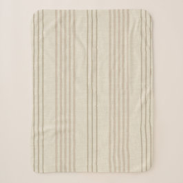 Klassiek Beige Neutraal Ticking Streeppatroon Sherpa Deken