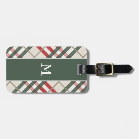 Klassiek beige rode groene tartan speldenBagagelab Bagagelabel (Voorkant horizontaal)