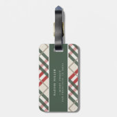 Klassiek beige rode groene tartan speldenBagagelab Bagagelabel (Achterkant verticaal)