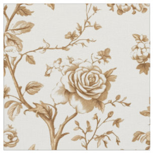 Klassiek Beige Roos Toilepatroon Stof