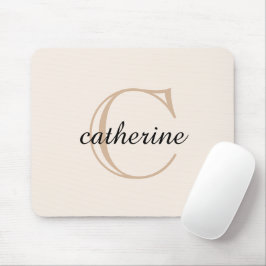 Klassiek Beige Script Monogram Muismat