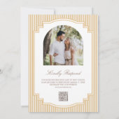 Klassiek Beige Tannengestreepte Foto QR Code Huwel Kaart (Achterkant)