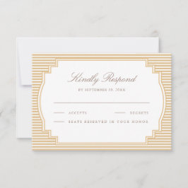 Klassiek Beige Tannengestreepte Trouw RSVP Kaartje