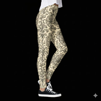 klassiek beige vintage nautisch kompas ornamenteel leggings
