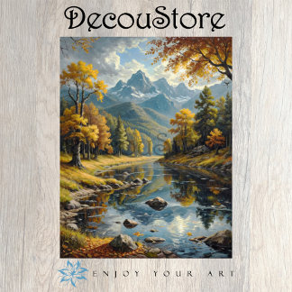 Klassiek berglandschap decoupage tissuepapier