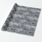 Klassiek berglandschap met sneeuw cadeaupapier (Uitgerold)