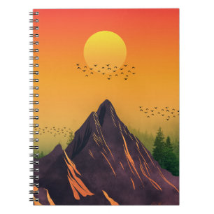 Klassiek BERGNATUURLANDSCHAP MET ZONSONDERGANG Notitieboek