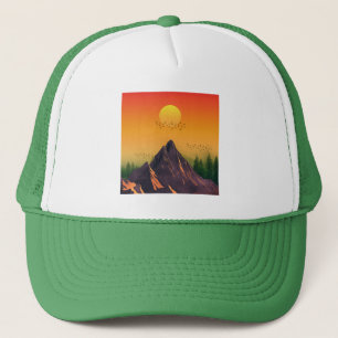 Klassiek BERGNATUURLANDSCHAP MET ZONSONDERGANG Trucker Pet