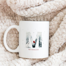 Klassiek Besneeuwd Kerst Winter Scène Monogram M