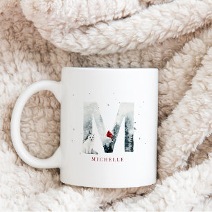 Klassiek Besneeuwd Kerst Winter Scène Monogram M Koffiemok