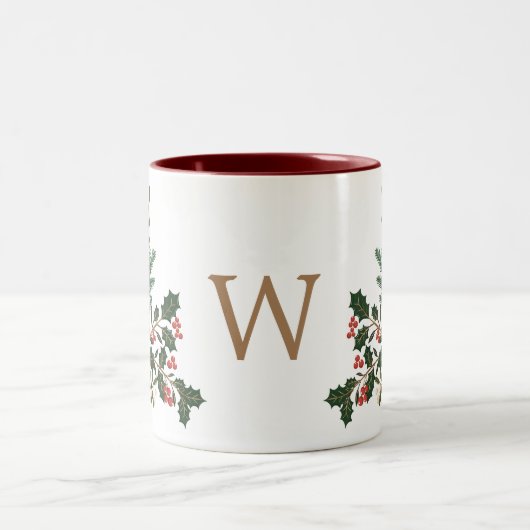 Klassiek betoverend elegant kerstmonogram tweekleurige koffiemok (Center)