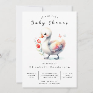Klassiek bewerkbaar Swan Baby shower Kaart