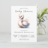 Klassiek bewerkbaar Swan Baby shower Kaart (Staand voorkant)
