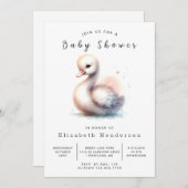 Klassiek bewerkbaar Swan Baby shower Kaart (Voorkant / Achterkant)