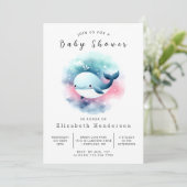 Klassiek bewerkbaar walvis Baby shower Kaart (Staand voorkant)