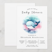 Klassiek bewerkbaar walvis Baby shower Kaart (Voorkant / Achterkant)