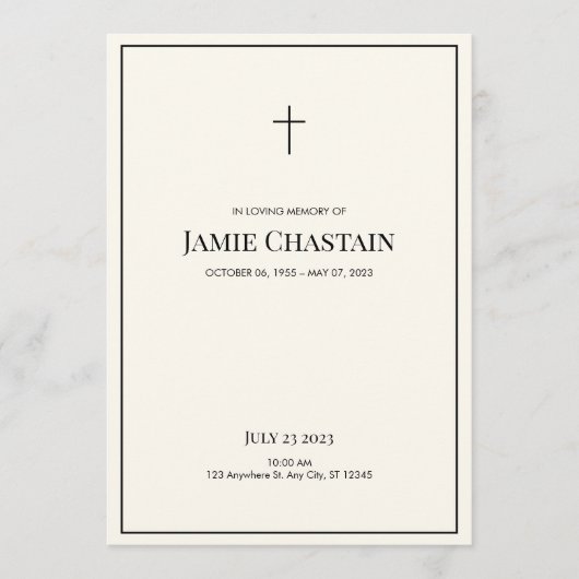 Klassiek bij het houden van geheugen - begrafenisv programmakaart (Voorkant)