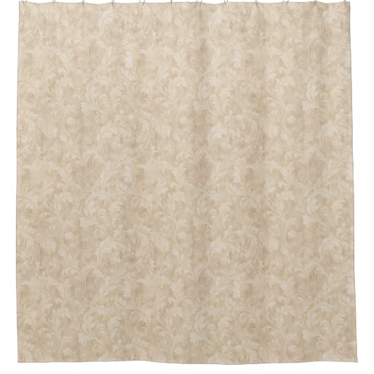 Klassiek blad in warm beige douchegordijn (Voorkant)