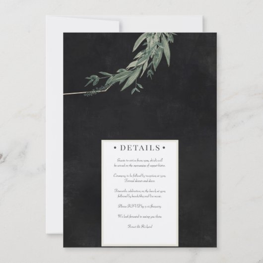 klassiek blad met middernacht, veelhoekuitnodiging kaart (Achterkant)