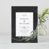 klassiek blad met middernacht, veelhoekuitnodiging kaart (Staand voorkant)