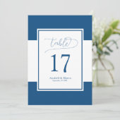 Klassiek blauw 5"x7"-tabelnummer menu (Staand voorkant)